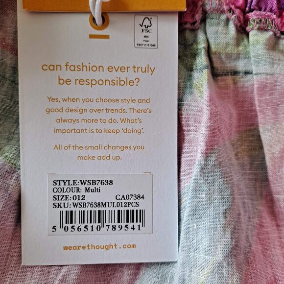 Thought Womens Adella Hemp Tropical Floral City Shorts Multicolor Size 12 NWT - Picture 16 of 16